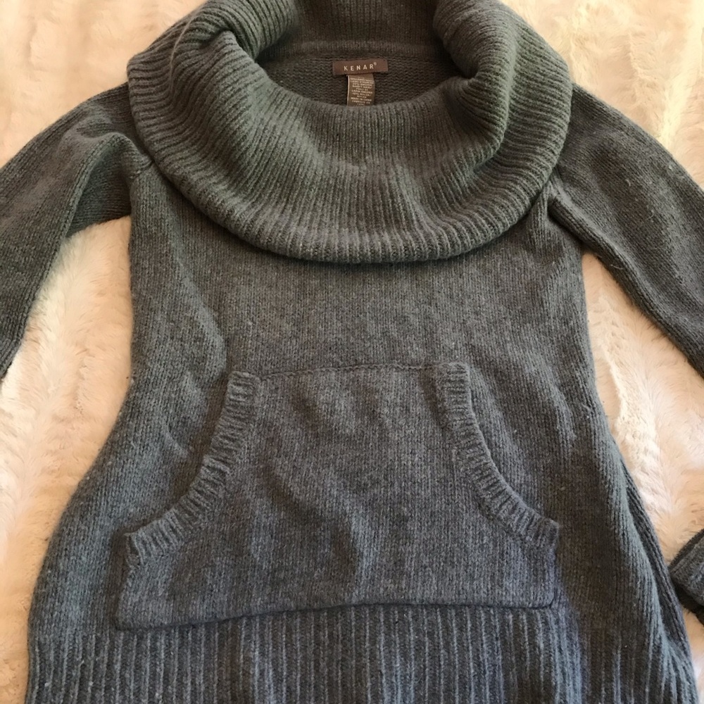 Lambswool unique gray grey sweater cowl